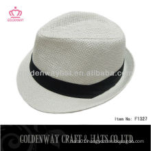 promotional cheap Men White Fedora Hat